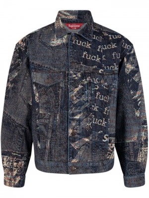 Supreme Archive Denim Jacquard Trucker Azules | PVNJ2935