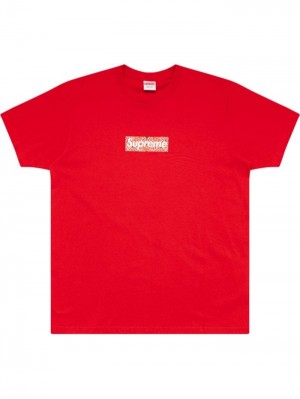 Supreme Bandana Box Logo Crew Neck Rojos | MDCE0247