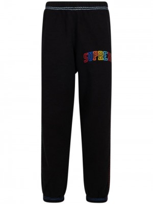 Supreme Big Stitch Fleece Pista Pants Negros | VIYA6290