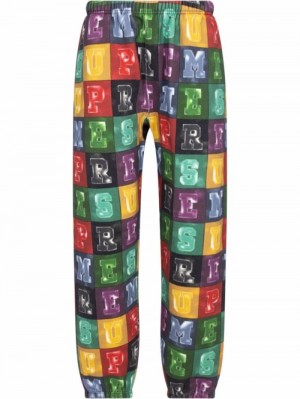 Supreme Blocks-print Algodon Pista Pants Verdes | JTTW5853