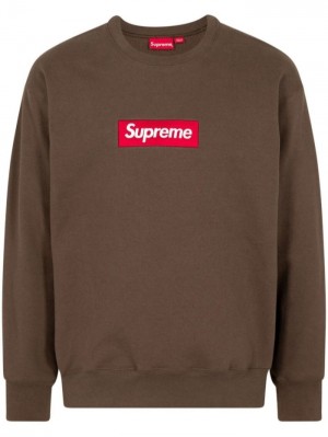 Supreme Box Logo Crewneck Sweatshirt Marrom | KTFV6926