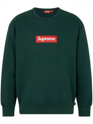 Supreme Box Logo Crewneck Sweatshirt Verdes | EJYD0249
