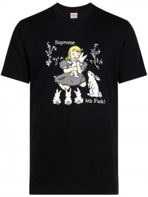 Supreme Cartoon-print Algodon Negros | ICXE0333