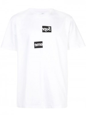 Supreme Cdg Split Box Logo Tee Blancos | VAYF1572