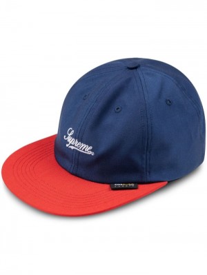 Supreme Cordura Script Logo Six-panel Azul Marino Rojos | MOJV7543