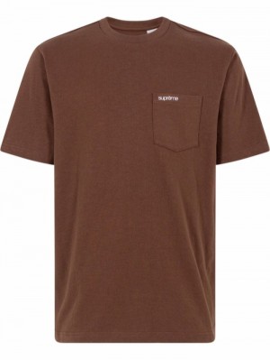 Supreme Corta-sleeve Pocket Marrom Oscuro | DLUE1293