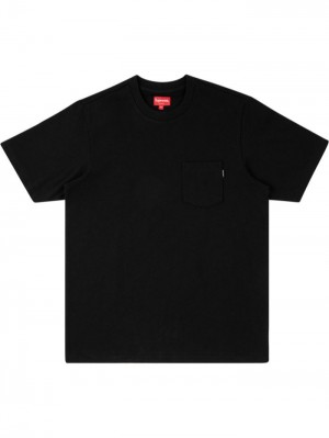 Supreme Corta-sleeve Pocket Negros | LJVW5950