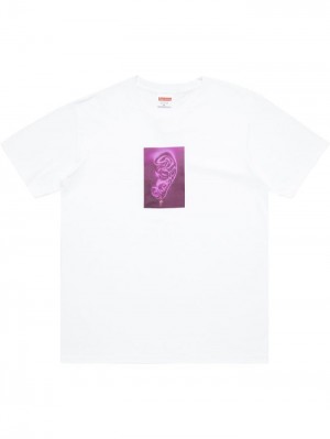 Supreme Ear-print Crew-neck Blancos | BUSB2678