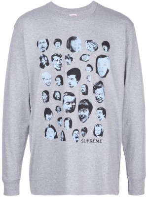 Supreme Faces Long-sleeve Grises | KNBL9042