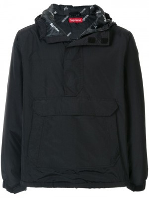 Supreme Half-zip Encapuchado Windbreaker Negros | NZWB3954