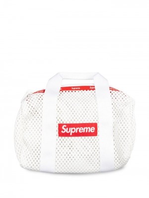 Supreme Logo-patch Mini Mesh Duffle Bag Blancos Rojos | KUGD2984