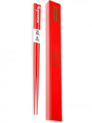 Supreme Logo-print Chopsticks Rojos | AEZW8463