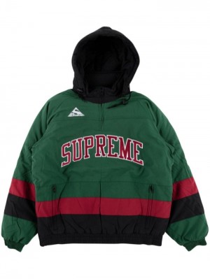 Supreme Puffy Hockey Pullover Verdes Oscuro Negros Rojos | PXCW1912