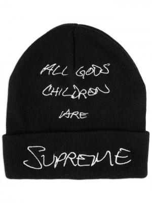 Supreme Slogan-embroidered De Punto Negros Blancos | VWOU7117