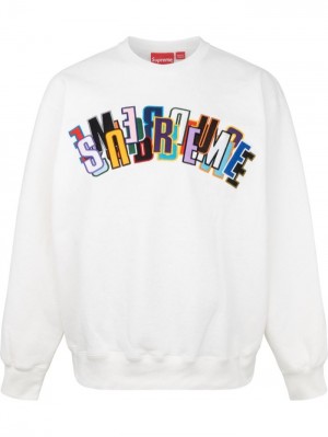 Supreme Stacked Crew Neck Sweatshirt Blancos | EALG6949