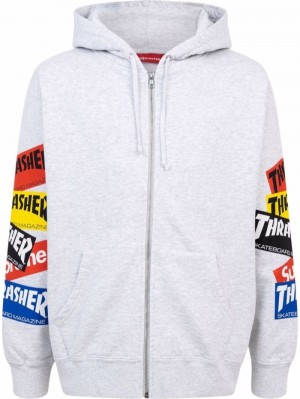 Supreme Thrasher Multi Logo Zip-Up Grises | UAIS9308