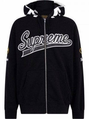 Supreme Vanson Spider Web Zip-front Negros | ROVU2929