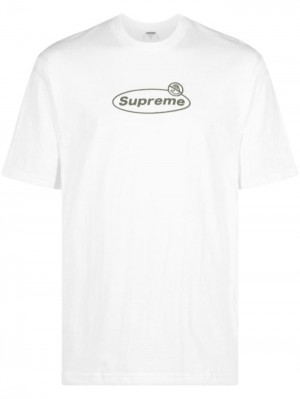 Supreme Warning Logo-print Algodon Blancos Grises | EWXL3473