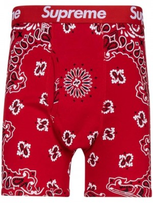Supreme X Hanes Brandana-print Boxer Rojos | OOUO0744