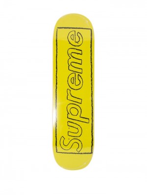 Supreme X Kaws Chalk Logo Skateboard Amarillos | FTEX3877