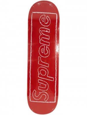 Supreme X Kaws Chalk Logo Skateboard Rojos | WLXU0884