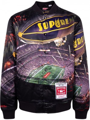 Supreme X Mitchell & Ness Stadium Varsity Bomber Morados | PDWE0837