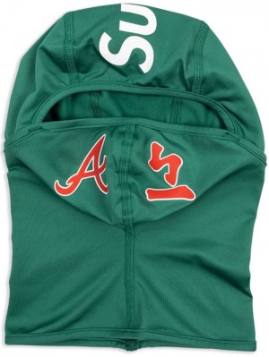 Supreme X Mlb Kanji Teams Atlanta Braves "Light Pine" Ligeros Balaclava Verdes Oscuro | QYVJ5431