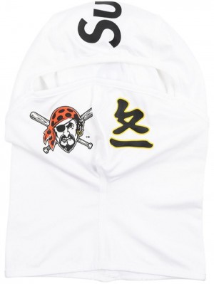 Supreme X Mlb Kanji Teams "Pittsburgh Pirates - White" Ligeros Balaclava Blancos | TVIS2571