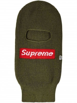 Supreme X New Era Box Logo De Punto Balaclava Verdes | EGUM4214