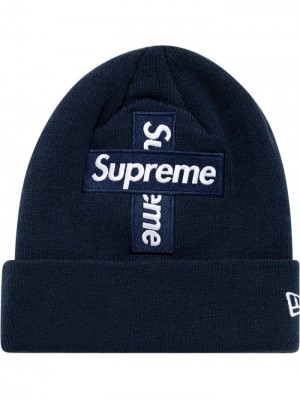 Supreme X New Era Cross Box Logo De Punto Azul Marino Azules | SKUV0130