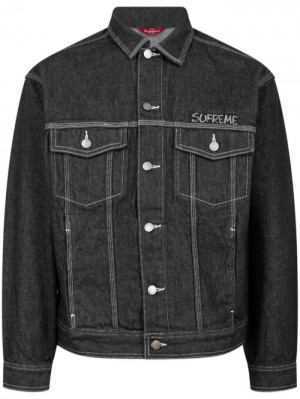 Supreme X Smurfs Denim Trucker Negros | YZWY4766