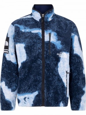 Supreme X The North Face Bleached Denim Fleece Jacket Azules | NNQG5350