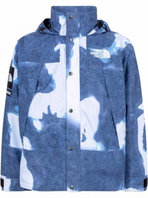Supreme X The North Face Bleached Denim-print Mountain Jacket Azules | XMWS7059