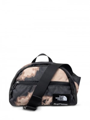 Supreme X The North Face Roo Ii Bleached Denim-print Bag Marrom | SGRD5534