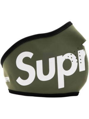 Supreme X Windstopper Logo-print Kaki Negros Blancos | LXNT9163