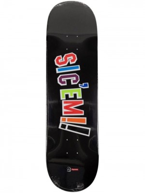 Supreme X Wtaps Sic'em! Skateboard Deck Negros | UJUD2379