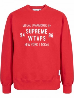 Supreme Xwtaps Crew Neck Sweatshirt Rojos | JQRZ7899